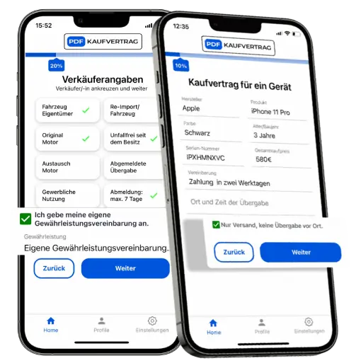 kaufvertrag pdf online käufer und Verkäufer vorlagen