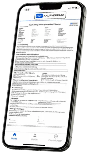 kaufvertrag in pdf format mit der App und online